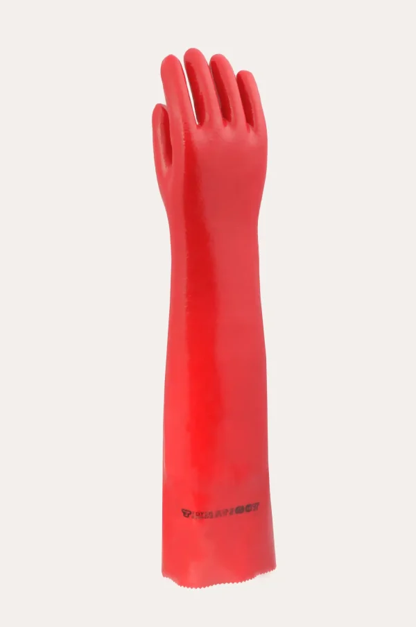 GUANTE PVC SUPER LARGO LIVIANO 60CM ROJO