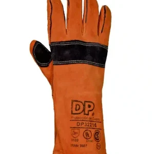 Guante Descarne Naranja Largo Forrado y Costura Kevlar c refuerzo cuero. Talle 10